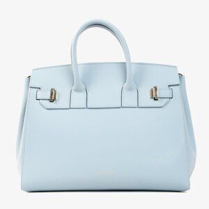 Teddy Blake Gigi Pebbled Leather Top Handle Light Blue Handbag
